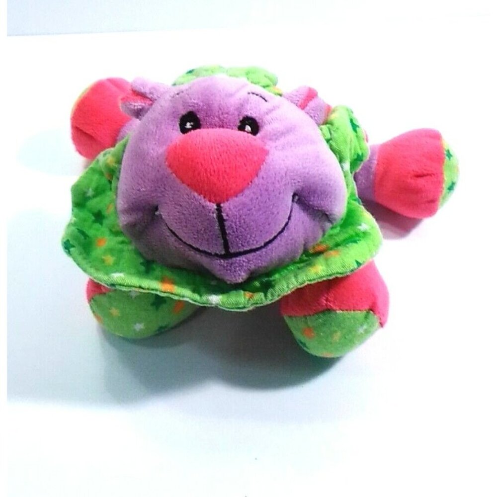Fiesta Purple Plush Lion Cub Stars Green Pink Rattle Toy Lovey 7.5"